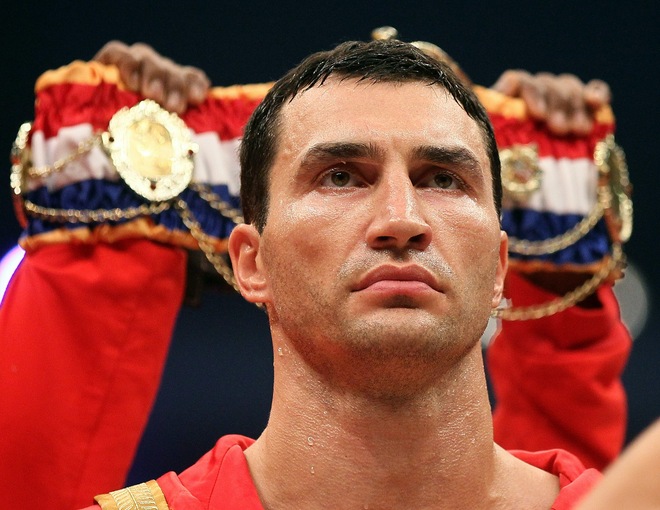 FRANKFURT AM MAIN, GERMANY - SEPTEMBER 11:  Wladimir Klitschko of Ukraine looks on before the WBO and IBF World Championship Heavyweight fight against Samuel Peter of Nigeria on September 11, 2010 at the Commerzbank Arena in Frankfurt, Germany. (Photo by Christof Koepsel/Bongarts/Getty Images)